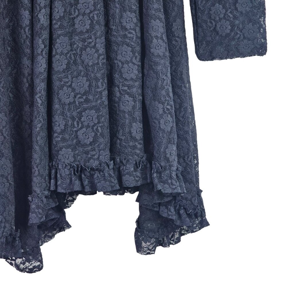 Intimately Free People Sheer Full Lace Assymetrical Hem Long Sleeve Skater Dress - Picture 5 of 9